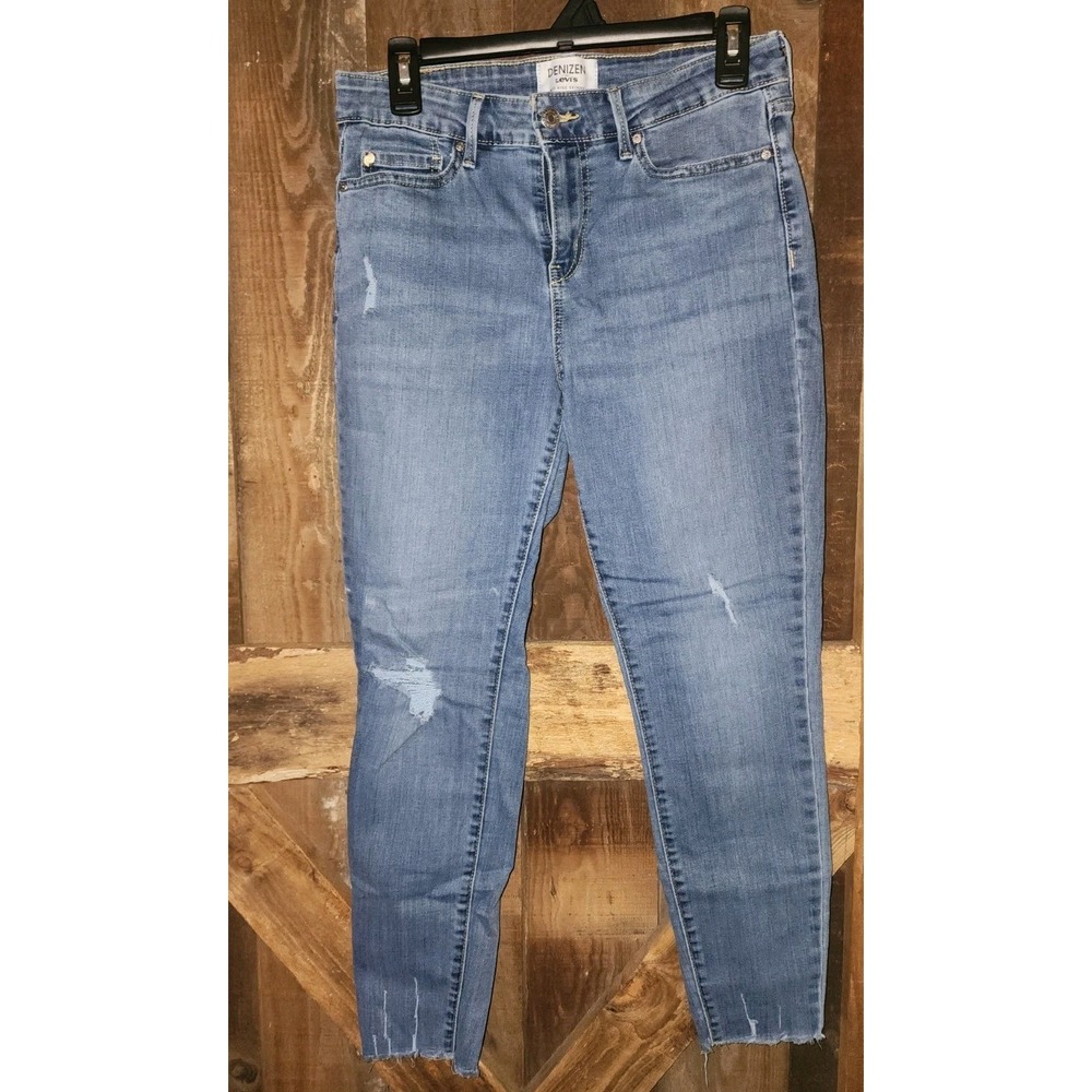 Levi's Denizen Women's Jeans Mid rise Skinny Stretch Waist Size 29x28 Distressed